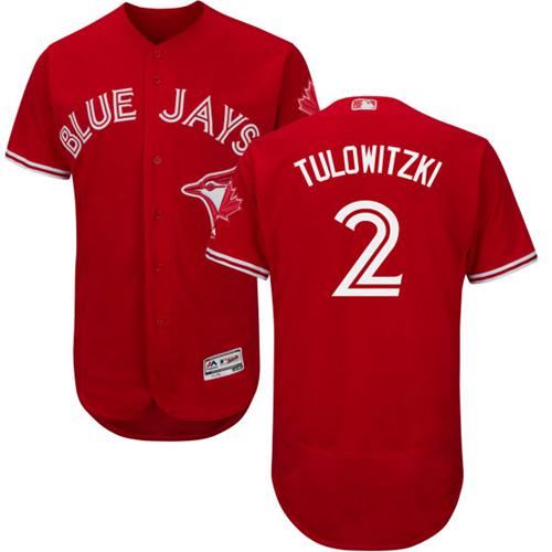 Blue Jays #2 Troy Tulowitzki Red Flexbase Authentic Collection Canada Day Stitched MLB Jersey - Click Image to Close